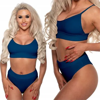 Dámské plavky Bikini Kalhotky s Vysokým Pasem Plavky Dvoudílné Žebrované M