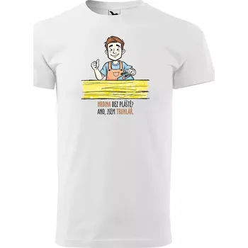 Pánské tričko Sablio Tričko s potiskem pro truhláře Hrdina bez pláště? Ano, jsem truhlář - bílé 2XL
