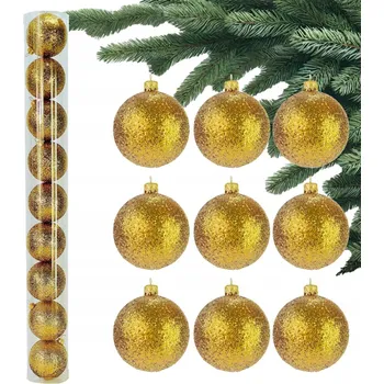 Vánoční dekorace Zlaté VÁNOČNÍ BAŇKY NA VÁNOČNÍ STROMEK Brokátové Plastové OZDOBY na stromeček Sada bombiček