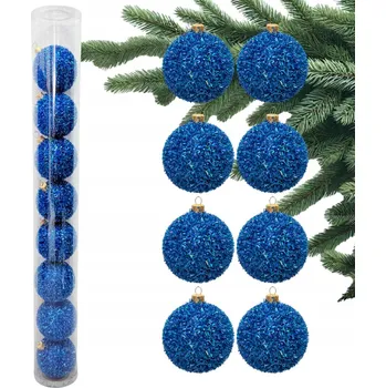 Vánoční dekorace Modré vánoční VÁNOČNÍ BAŇKY ozdoby, sada 8 3D vánočních baněk na stromeček