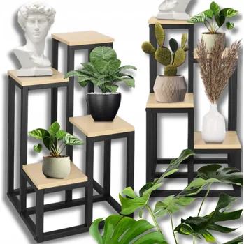 Stojan na květiny DRŽÁK NA KVĚTINÁČ STOJAN NA KVĚTINY ROSTLINY STOJÍCÍ TMAVÝ KOVOVÝ STABILNÍ