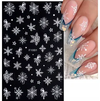 samolepka 3D Samolepky na nehty Zimní sněhové vločky Vánoční hvězdy R214