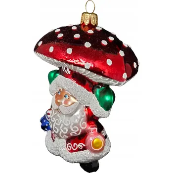 Obraz Ručně malovaná skleněná vánoční koule zobrazující Svatého Mikuláše v červeném