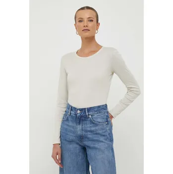 Pánské oblečení Bavlněné tričko s dlouhým rukávem United Colors of Benetton 3GA2E16F9.152 béžová 80X, vel. M