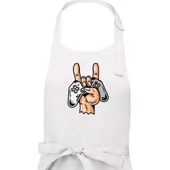 Kuchyňská zástěra Gamer - gamepad paroháč - Pánská zástěra na vaření - Univerzální velikost ( Bílá )