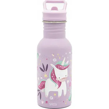 Láhev Láhev na vodu SASSI Jednorožec s brčkem do školy pro děti 500ml