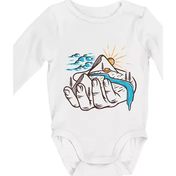 Kojenecký body Hory jako na dlani - Body kojenecké s dlouhým rukávem - Dlouhý r. do 3 měs ( Bílá )