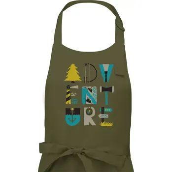 Kuchyňská zástěra Adventure font - Dámská zástěra na vaření - Univerzální velikost ( Khaki )