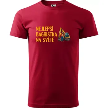 Sablio Tričko s potiskem Nejlepší bagristka na světě - červené 5XL