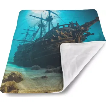deka Sablio Deka pro miminko Vrak dřevěné lodi na dně moře - 80x100 cm