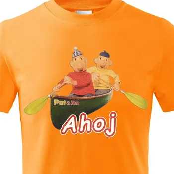 Chlapecké tričko Dětské tričko Pat a Mat Ahoj - velikost 146, Barva Oranžová
