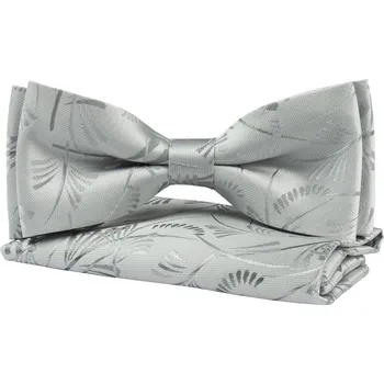 Motýlek Světle šedý pánský motýlek s jemným vzorem travin