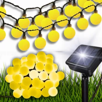 Vánoční dekorace SVĚTELNÝ ŘETĚZ GIRLANDA 7M 50 LED ZAHRADNÍ DEKORACE BALKON SOLÁRNÍ