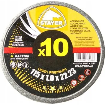 Řezný kotouč Kotouč řezný na kov PREMIUM T41, Ø 125 x 1 x 22,23 mm, 10 ks, STAYER