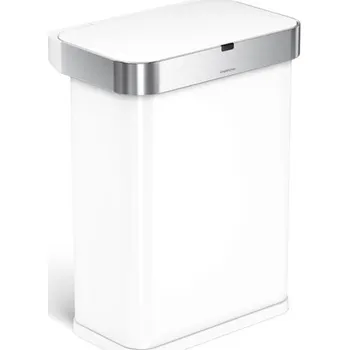Odpadkový koš Simplehuman bezdotykový odpadkový koš SENSOR 58 L hlasové ovládání bílá ocel ST2049