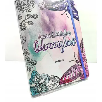 omalovánky OMALOVÁNKY s gumou - 100 Obrázků - MOTÝLI a KVĚTINY - A5 / 150 g/m²