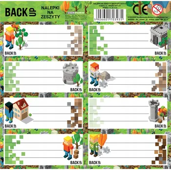 samolepka Samolepky Samolepky na sešit Game MINECRAFT 8 ks Derform NNZB6A61