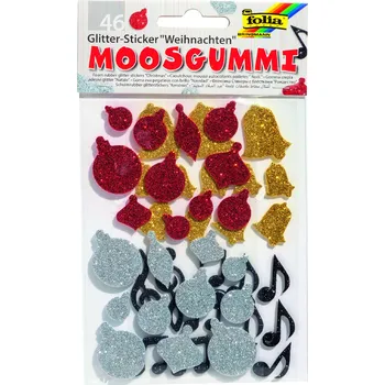 samolepka Folia Bringmann Samolepky z pěnovky se třpytkami - Vánoce, 46 ks