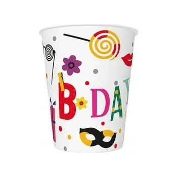 Jednorázové nádobí Papírové Kelímky k narozeninám, 8 kusů , 250 ml