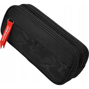 Penál PENÁL DVOUKOMOROVÝ POUZDRO VÍCEÚČELOVÝ ŠKOLNÍ ČERNÝ DVOJITÝ