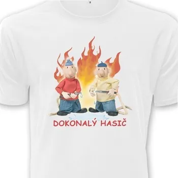 Pánské tričko Dětské tričko Pat a Mat - Dokonalý hasič - velikost 152, Barva Bílá