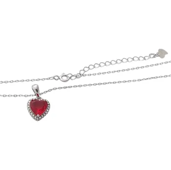 Náhrdelník Stříbrný náhrdelník s červeným srdcem – zirkonový přívěsek