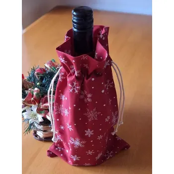 Vánoční dekorace Vánoční pytlík červený bílé vločky