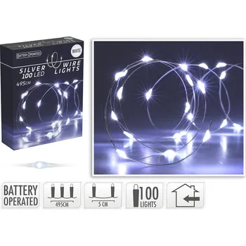 Vánoční dekorace Světelný řetěz 100 LED studená bílá, délka 495 cm 599013