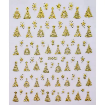 samolepka Samolepky na nehty Zimní sněhové vločky Vánoční Zlaté vánoční stromky S280