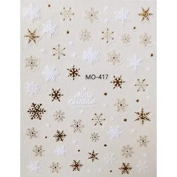 samolepka 3D Samolepky na nehty Zimní sněhové vločky Vánoce Zlaté hvězdy S244