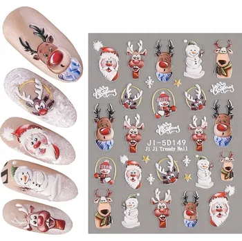 samolepka Samolepky 5D ozdoby na nehty Vánoční sněhové vločky Mikuláše Renifery S288