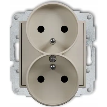 Elektrická zásuvka Dvojitá zásuvka s uzemněním 2x(2P+Z) taupe 60MGPR-2zp Karlik Mini