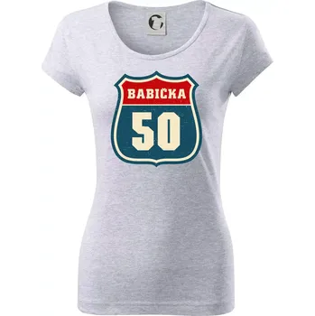 Dámské tričko Babička 50 - Dámské triko Pure - XS ( Světlešedý Melír )