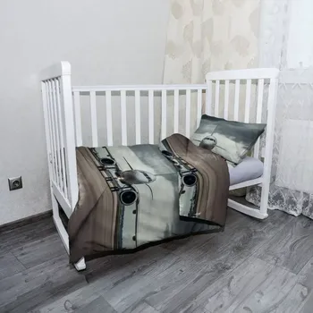 Povlečení Sablio Mikroplyšové dětské povlečení do postýlky Letadlo na ranveji - 120x90 / 40x60