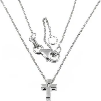 Náhrdelník ŠPERKY-NM, Jemný náhrdelník 029 s briliantem křížek 750/1000 18ti karát. zlato: 750/1000