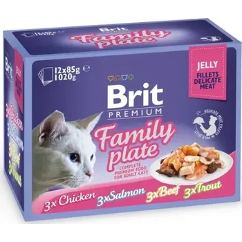 Krmivo pro kočku Brit Premium Cat Delicate Fillets in Jelly Family Plate 1020g (12x85g)