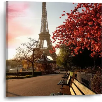 Obraz Sablio Obraz Eiffelova věž a červený strom - 50x50 cm