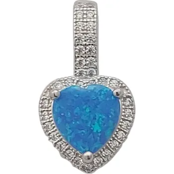 Přívěsek Stříbrný přívěsek s modrým opálem ve tvaru srdce