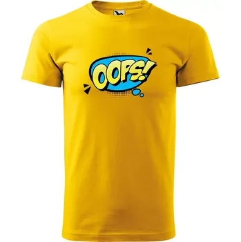 Pánské tričko Sablio Tričko s potiskem Oops! - žluté 5XL