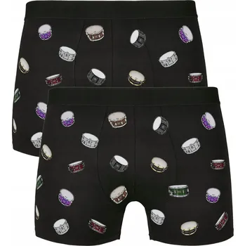Pánské spodní prádlo Pánské boxerky s motivem bubnů, bicí souprava 2-pack - spodní prádlo M Černé