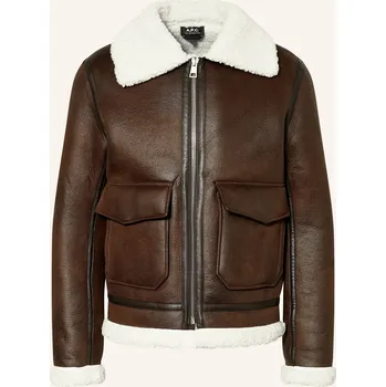 A.P.C. Pánská Bunda V Koženém Vzhledu, tmavě hnědá, 48