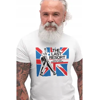 Pánské tričko LAST RESORT Tričko Bílé tričko s potiskem PUNK ROCK SKINHEAD oi S