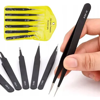 Péče o řasy a obočí SADA KOVOVÝCH ESD PINZET 6 KS PINZETA PINZETY