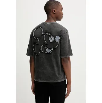 Pánské tričko Bavlněné tričko Desigual CARDIFF MICKEY pánské, šedá barva, s aplikací, 25WMTK23 90Y, vel. M