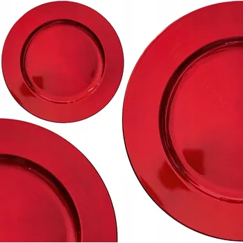 Talíř Dekorativní talíř / podnos červený hladký 28 cm na Vánoce, svátky, svatební hostina