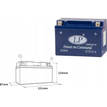 Motobaterie LANDPORT GELOVÝ AKUMULÁTOR GTZ12-S 12V 11AH 150X86