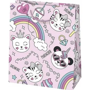 Dárková taška Dárková taška KOTEK (Kočka) 19 x 23 x 10,5 cm, šedá - koťátko, kočka, kotě