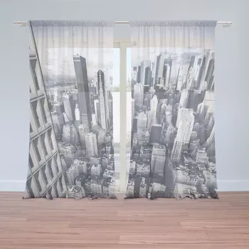 Záclona Sablio Záclony Mrakodrapy 2: 2ks 130x250 cm - řasící stuha 50 mm