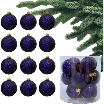 Vánoční dekorace HOLO Purpurové VÁNOČNÍ BAŇKY na Vánoční Stromeček Fialové BAŇKY na stromeček Sada 12 Bombek