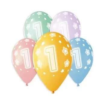 Balónek Balónky Gemar číslice 1 33 cm vícebarevné 5 kusů